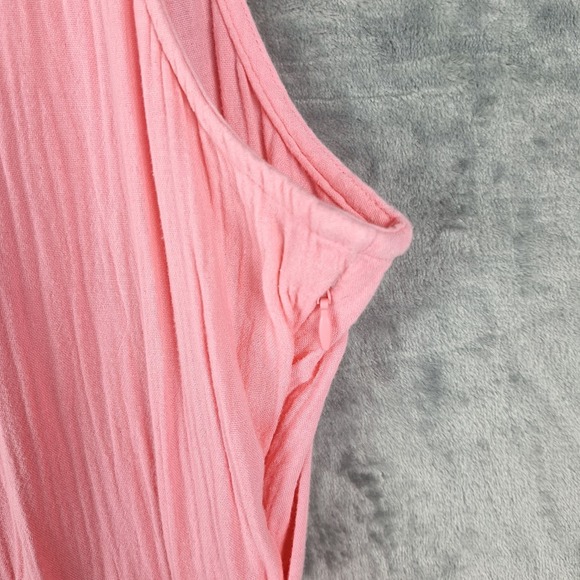 J Crew Dress 14 Pink Midi Pockets Belted Gauze Tiered Cottage Boho Beach Prairie - Picture 3 of 9